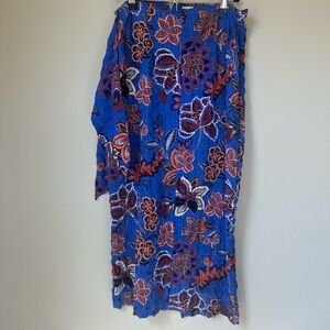 Floral Blue and Orange wrap around sarong Skirt